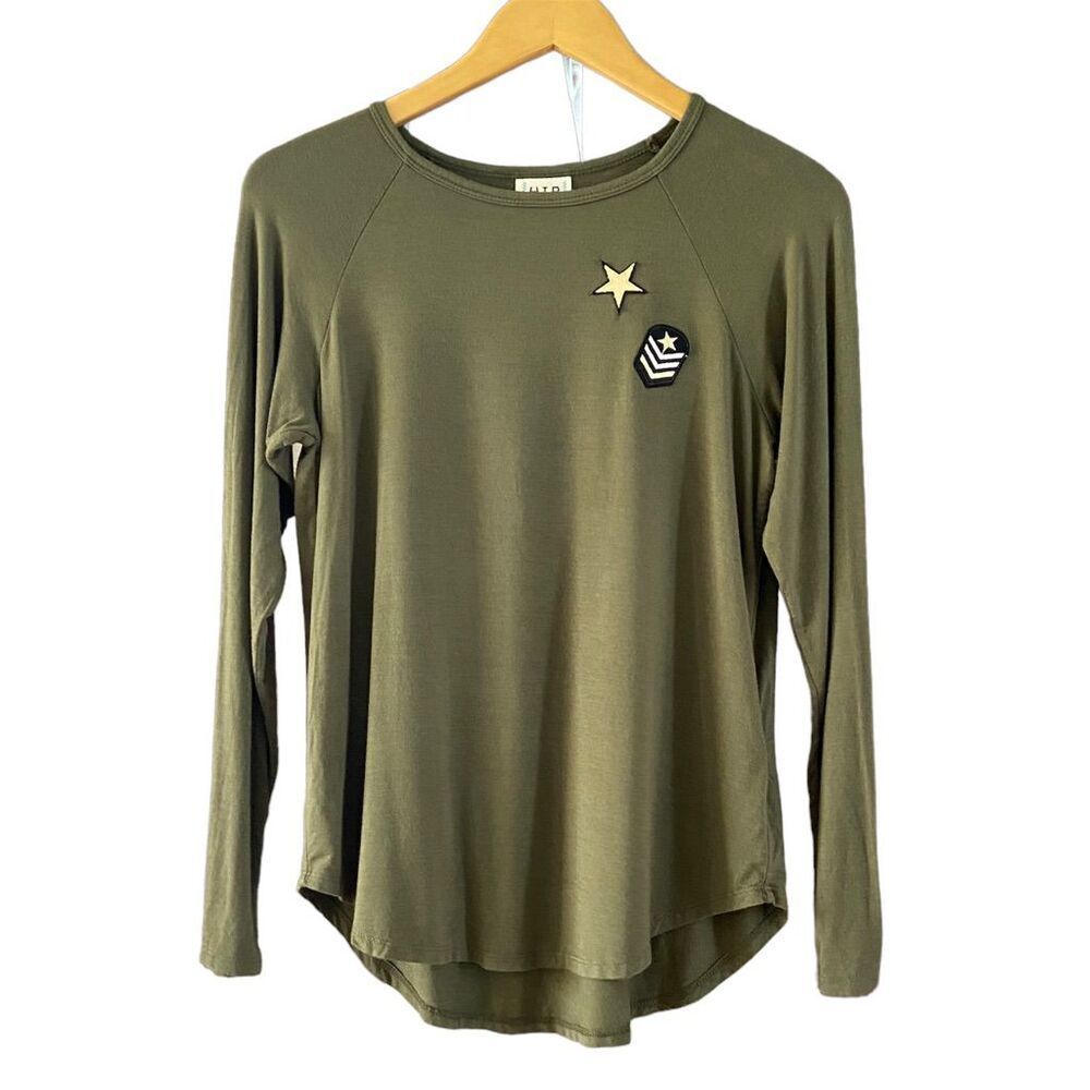 H.I.P. Army Green Military Inspired Long Sleeve T-Shirt S